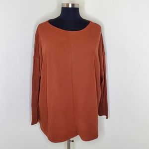 🆕️ Ava & Viv Ribbed Sweater Plus Size 4X Brown Long Sleeve Boatneck